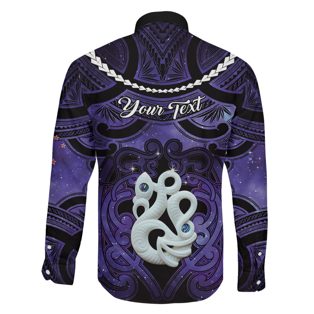 Personalised Maori Matariki Manaia Waiporoporo Family Matching Off The Shoulder Long Sleeve Dress and Hawaiian Shirt Maori Kowhaiwhai Pattern Galaxy LT01 - Polynesian Pride