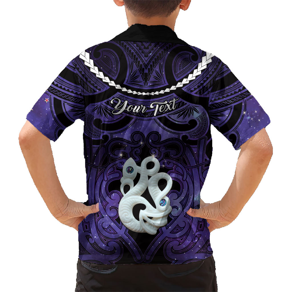 Personalised Maori Matariki Manaia Waiporoporo Family Matching Short Sleeve Bodycon Dress and Hawaiian Shirt Maori Kowhaiwhai Pattern Galaxy LT01 - Polynesian Pride