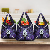 Maori Matariki Manaia Waiporoporo Grocery Bag Maori Kowhaiwhai Pattern Galaxy LT01 3-pack One Size Purple - Polynesian Pride