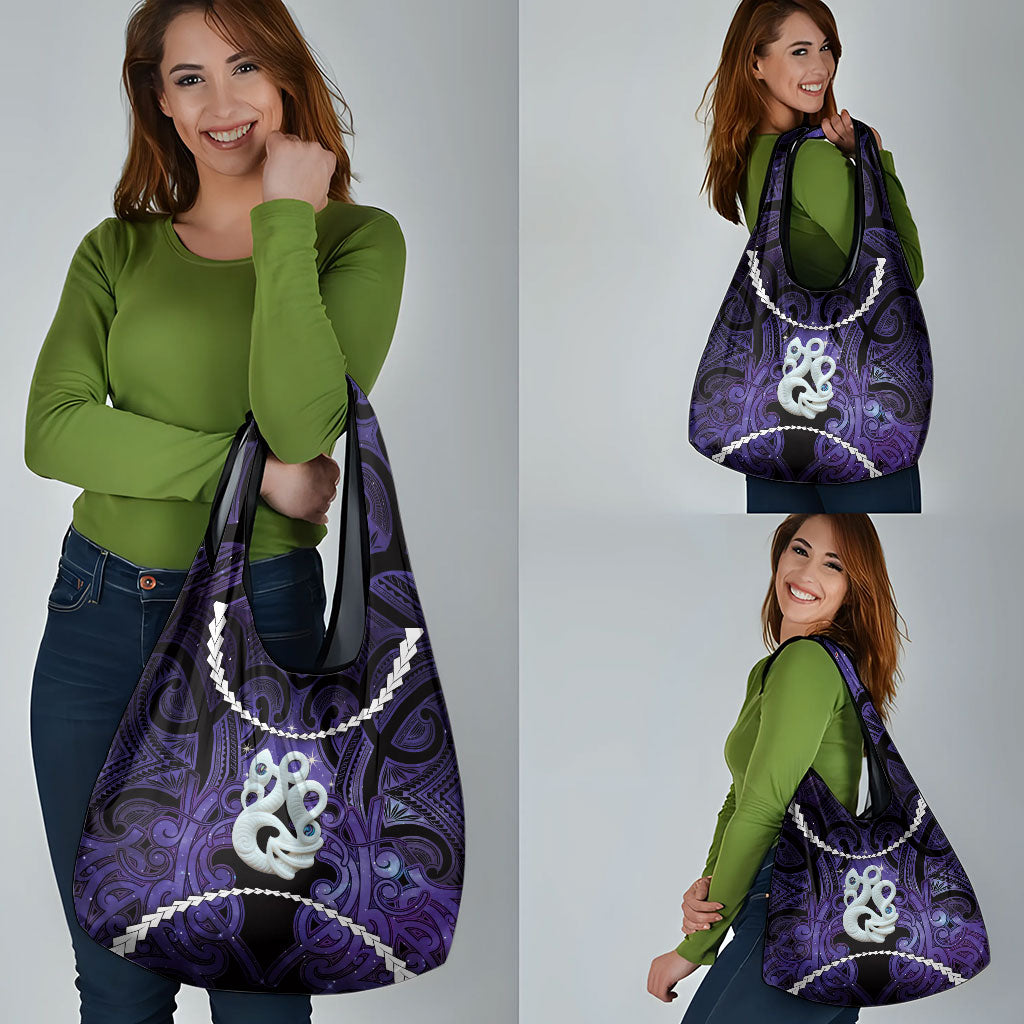 Maori Matariki Manaia Waiporoporo Grocery Bag Maori Kowhaiwhai Pattern Galaxy LT01 - Polynesian Pride