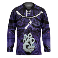 Personalised Maori Matariki Manaia Waiporoporo Hockey Jersey Maori Kowhaiwhai Pattern Galaxy LT01 Unisex Purple - Polynesian Pride