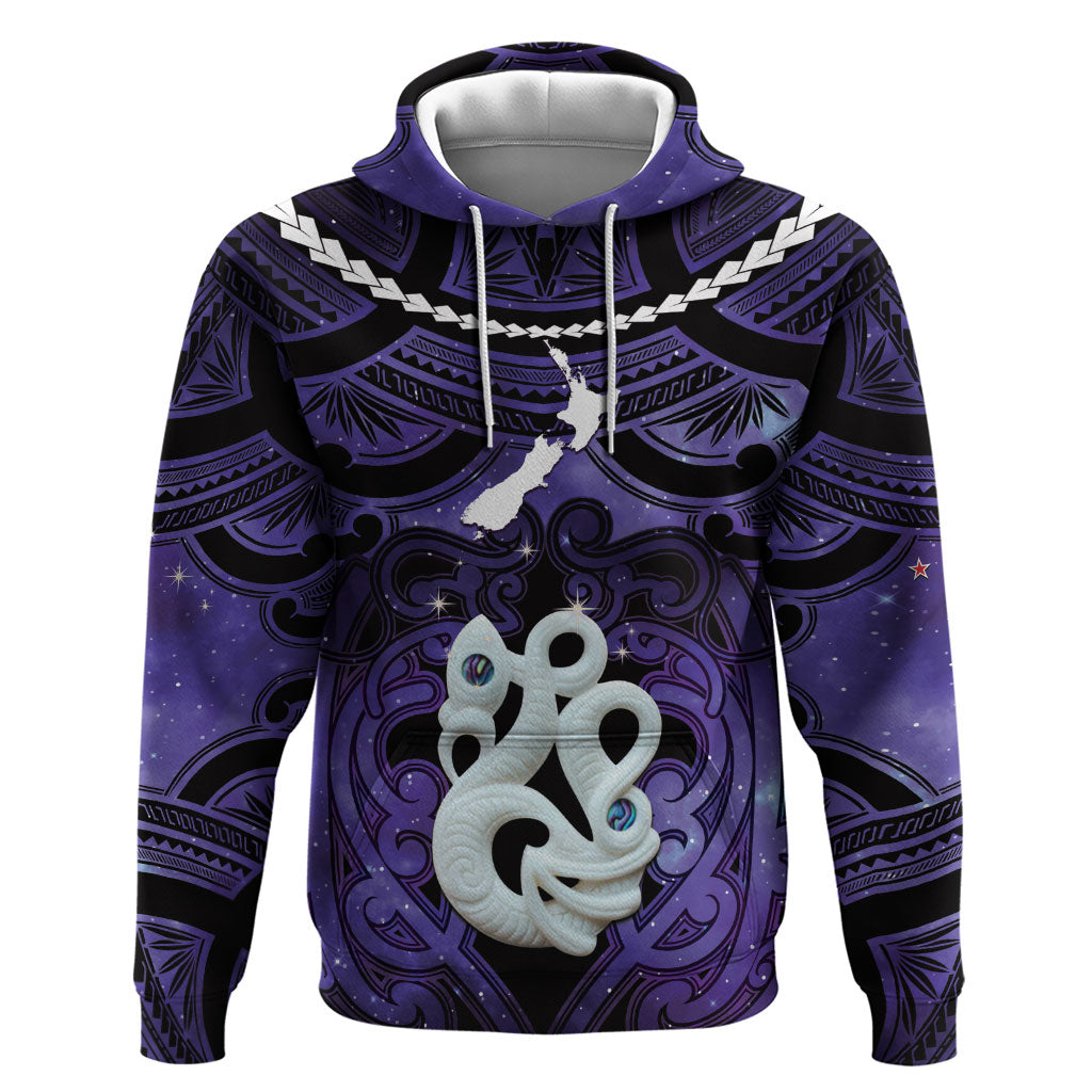 Personalised Maori Matariki Manaia Waiporoporo Hoodie Maori Kowhaiwhai Pattern Galaxy