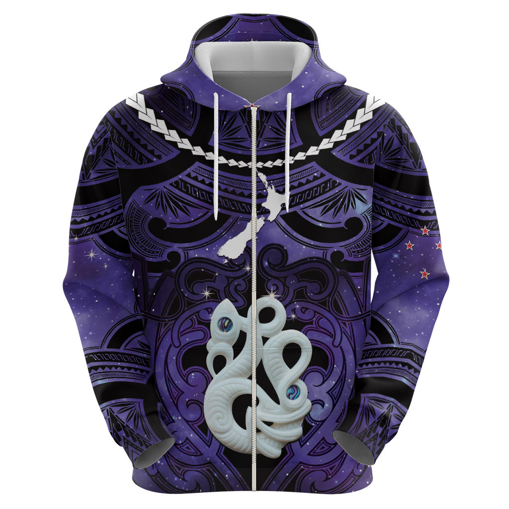 Personalised Maori Matariki Manaia Waiporoporo Hoodie Maori Kowhaiwhai Pattern Galaxy LT01 - Polynesian Pride