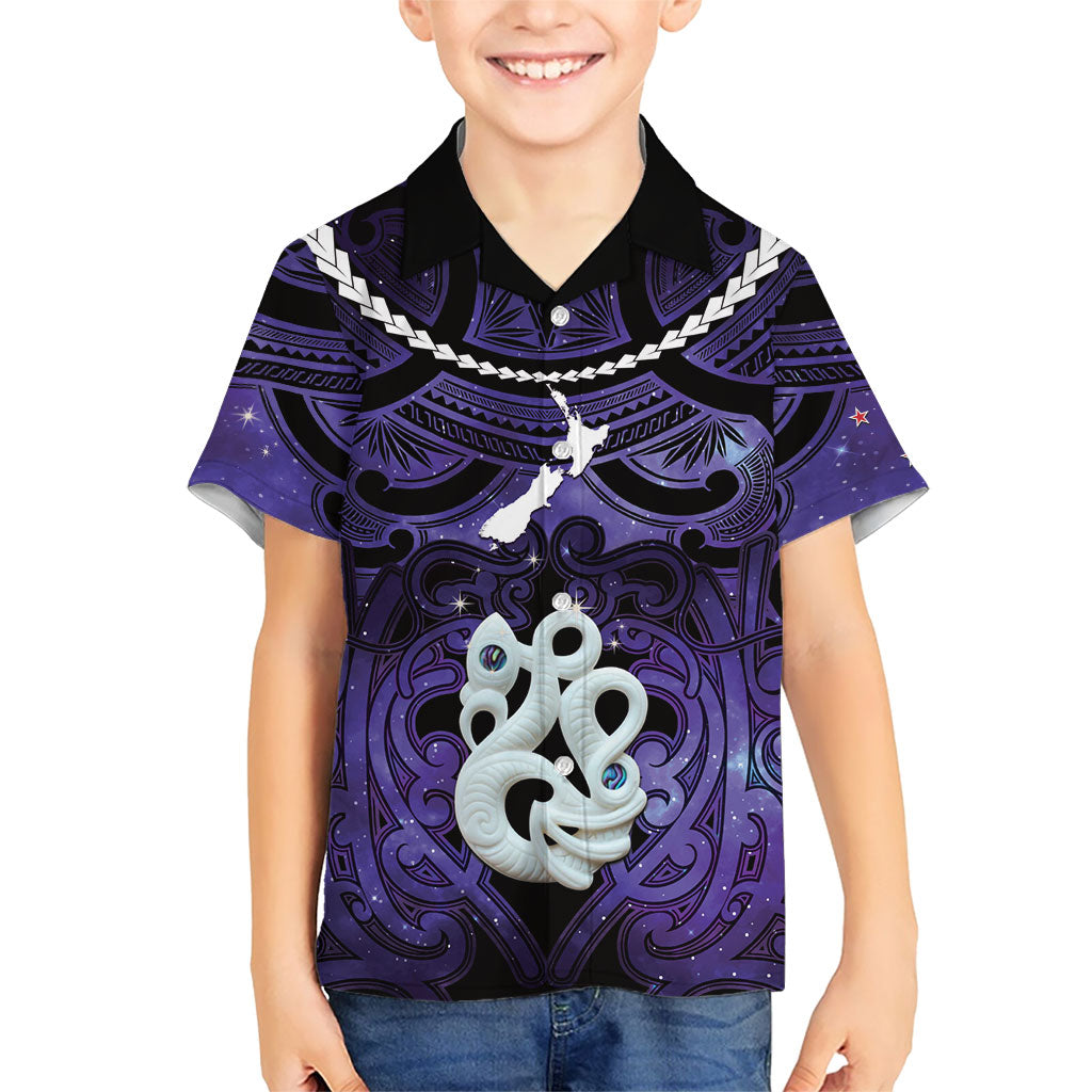 Personalised Maori Matariki Manaia Waiporoporo Kid Hawaiian Shirt Maori Kowhaiwhai Pattern Galaxy