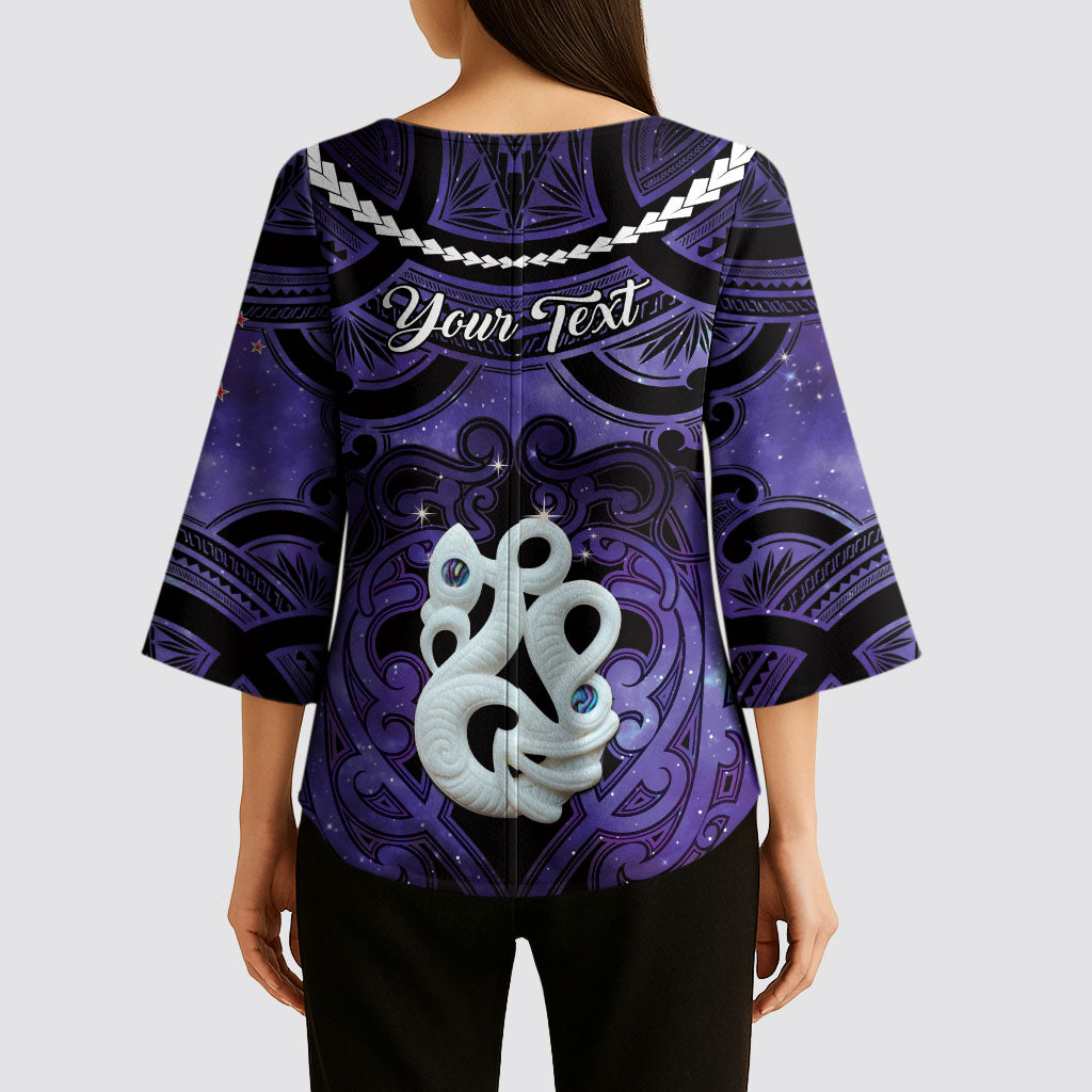 Personalised Maori Matariki Manaia Waiporoporo Kimono Sleeve Blouse Maori Kowhaiwhai Pattern Galaxy LT01 - Polynesian Pride