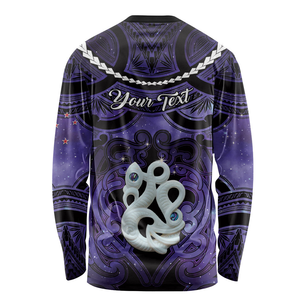 Personalised Maori Matariki Manaia Waiporoporo Long Sleeve Shirt Maori Kowhaiwhai Pattern Galaxy LT01 - Polynesian Pride