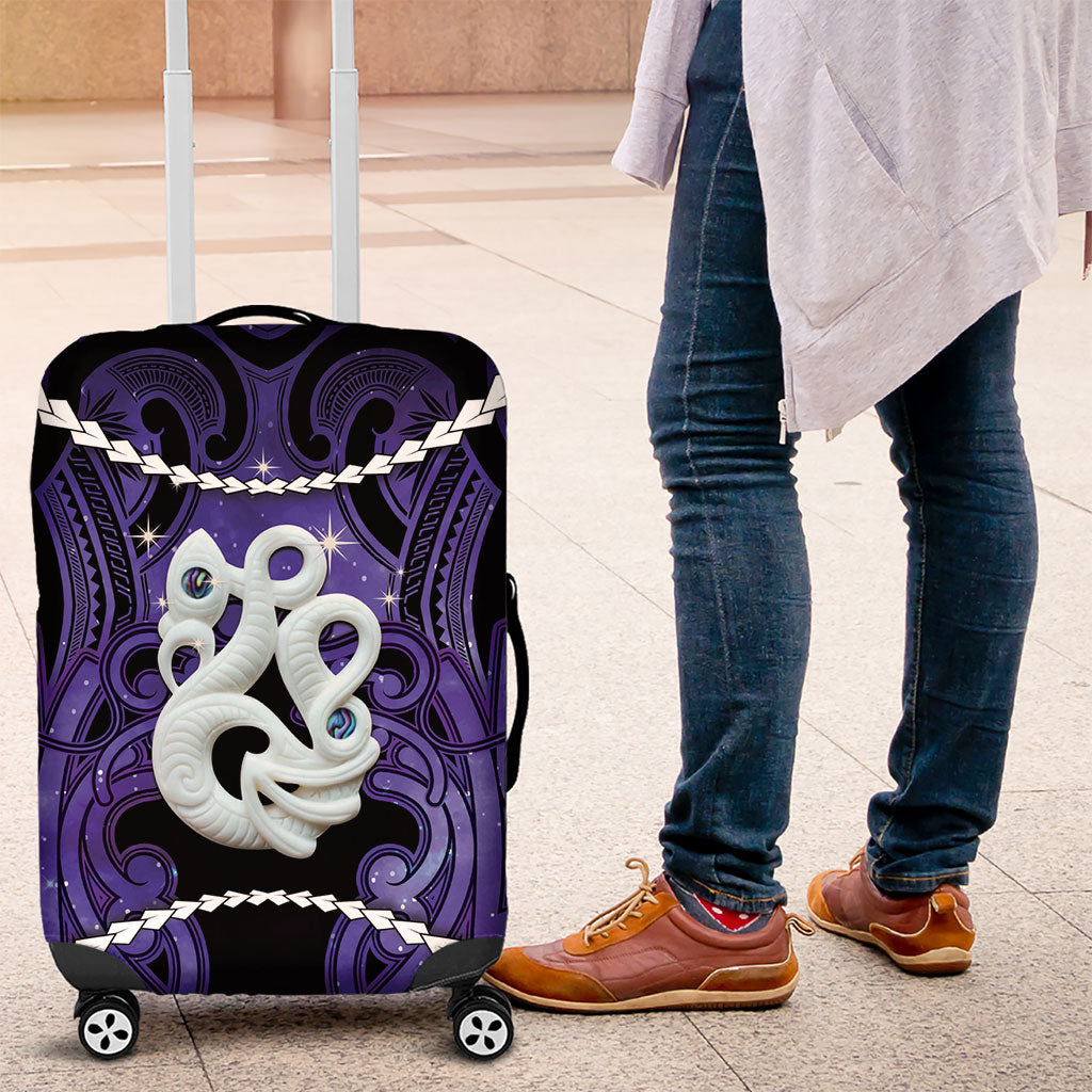Maori Matariki Manaia Waiporoporo Luggage Cover Maori Kowhaiwhai Pattern Galaxy LT01 Purple - Polynesian Pride