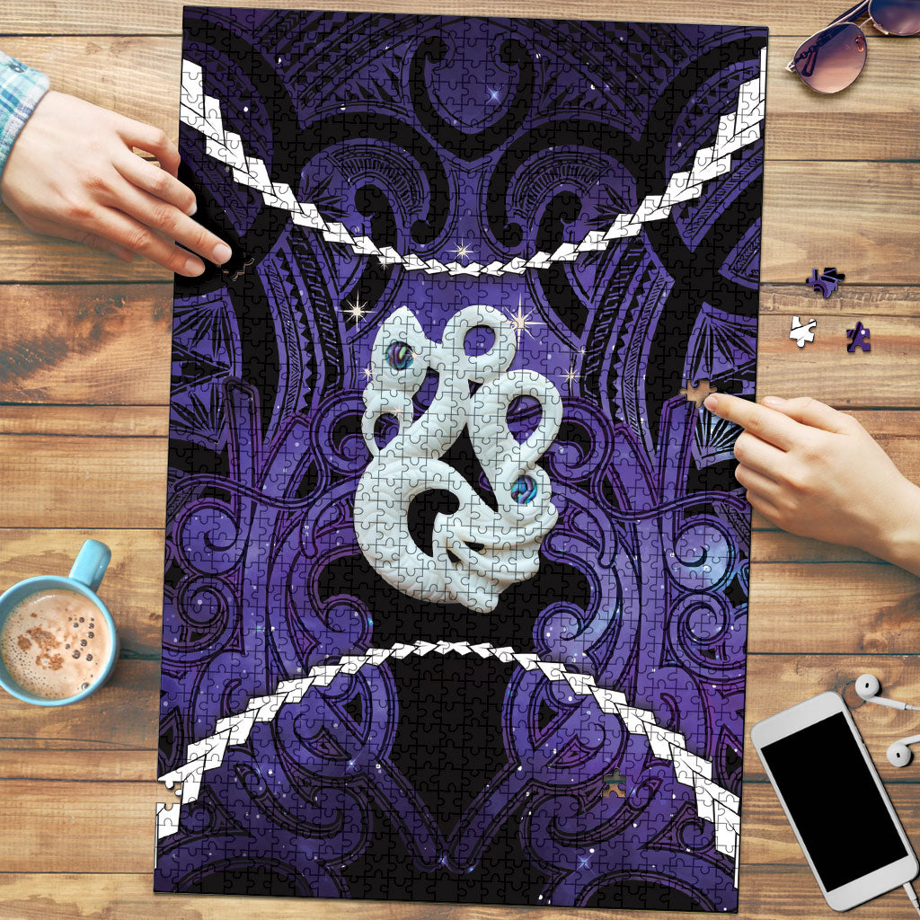 Maori Matariki Manaia Waiporoporo Puzzle Maori Kowhaiwhai Pattern Galaxy LT01 Purple - Polynesian Pride