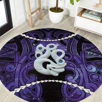 Maori Matariki Manaia Waiporoporo Round Carpet Maori Kowhaiwhai Pattern Galaxy LT01 Purple - Polynesian Pride