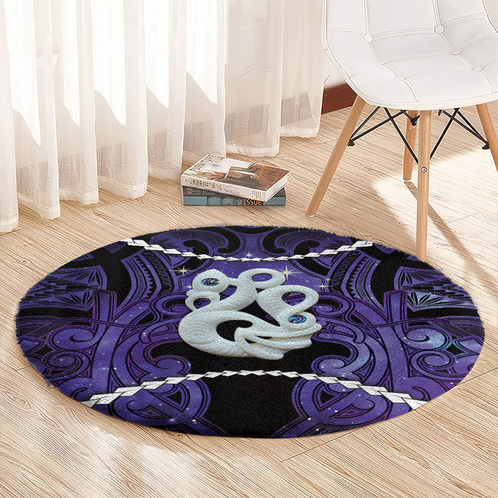 Maori Matariki Manaia Waiporoporo Round Carpet Maori Kowhaiwhai Pattern Galaxy LT01 - Polynesian Pride