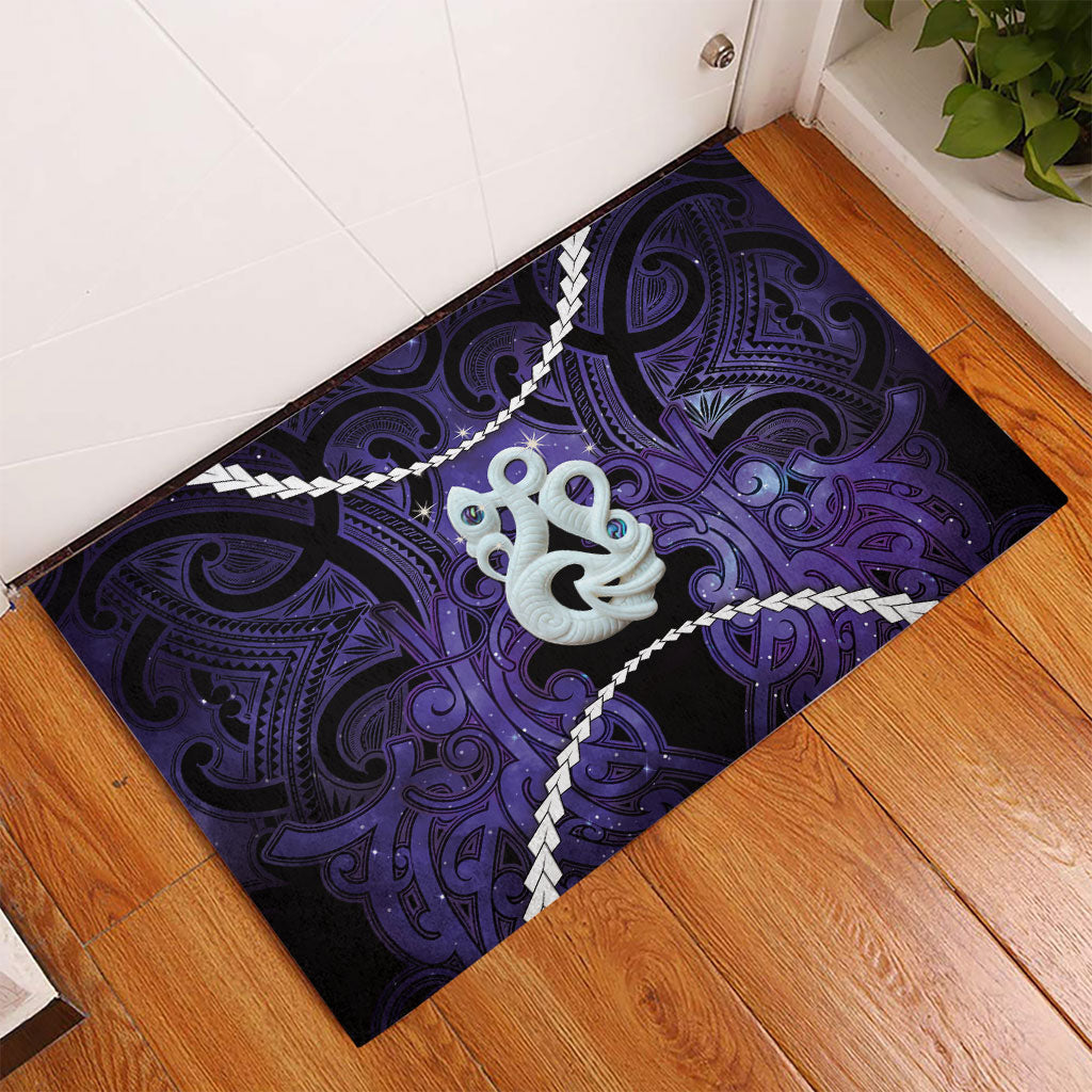 Maori Matariki Manaia Waiporoporo Rubber Doormat Maori Kowhaiwhai Pattern Galaxy LT01 - Polynesian Pride