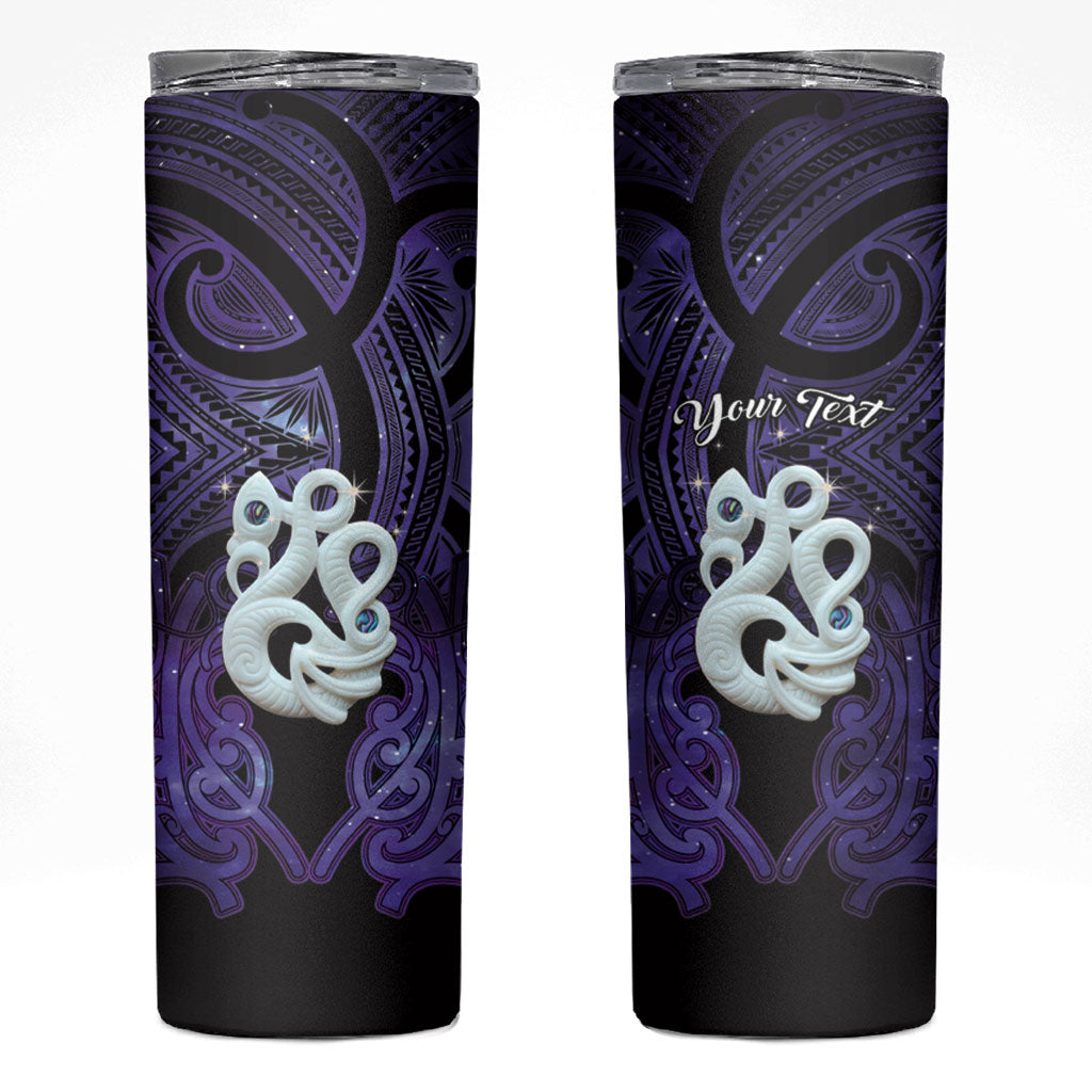 Personalised Maori Matariki Manaia Waiporoporo Skinny Tumbler Maori Kowhaiwhai Pattern Galaxy LT01 Purple - Polynesian Pride