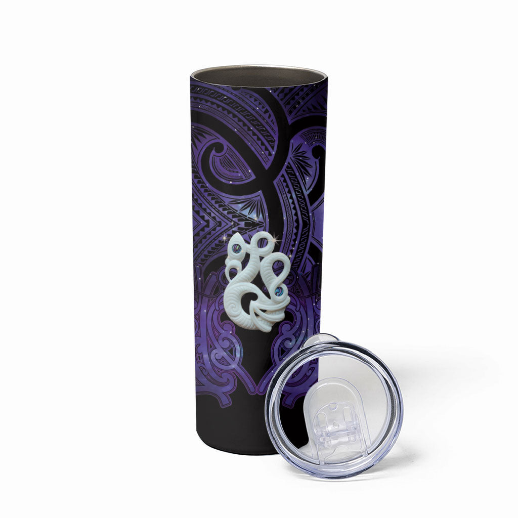 Personalised Maori Matariki Manaia Waiporoporo Skinny Tumbler Maori Kowhaiwhai Pattern Galaxy LT01 - Polynesian Pride