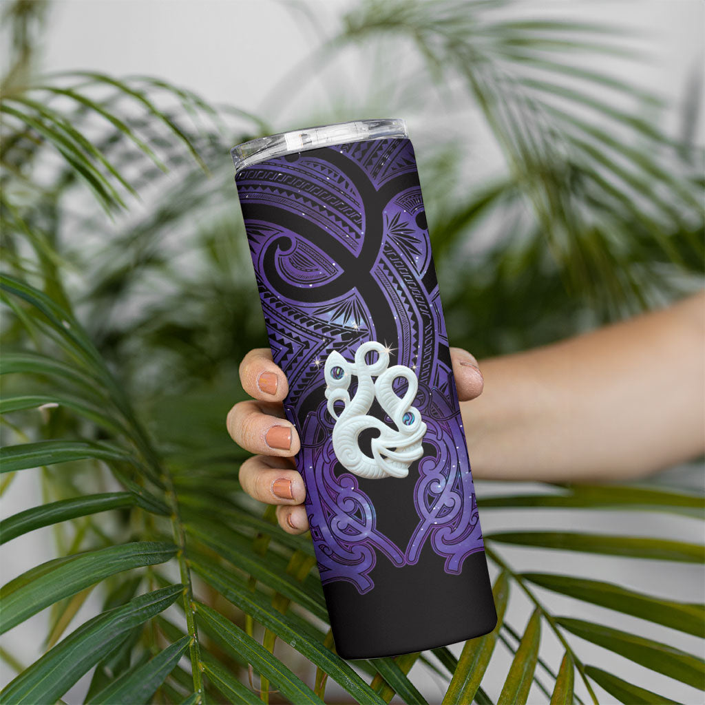 Personalised Maori Matariki Manaia Waiporoporo Skinny Tumbler Maori Kowhaiwhai Pattern Galaxy LT01 - Polynesian Pride