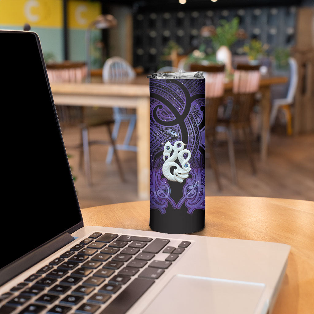 Personalised Maori Matariki Manaia Waiporoporo Skinny Tumbler Maori Kowhaiwhai Pattern Galaxy LT01 - Polynesian Pride