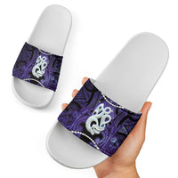 Maori Matariki Manaia Waiporoporo Slide Sandals Maori Kowhaiwhai Pattern Galaxy LT01 - Polynesian Pride