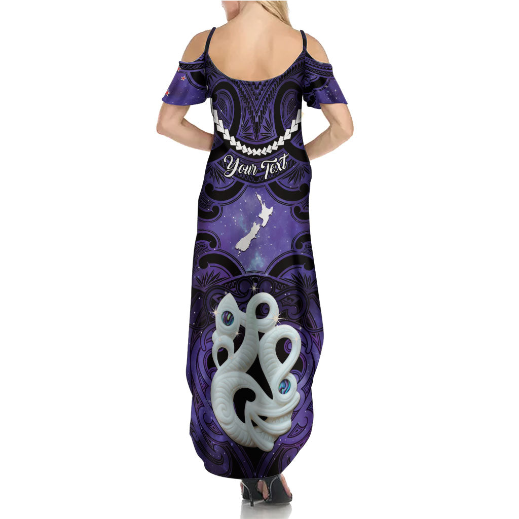 Personalised Maori Matariki Manaia Waiporoporo Summer Maxi Dress Maori Kowhaiwhai Pattern Galaxy LT01 - Polynesian Pride
