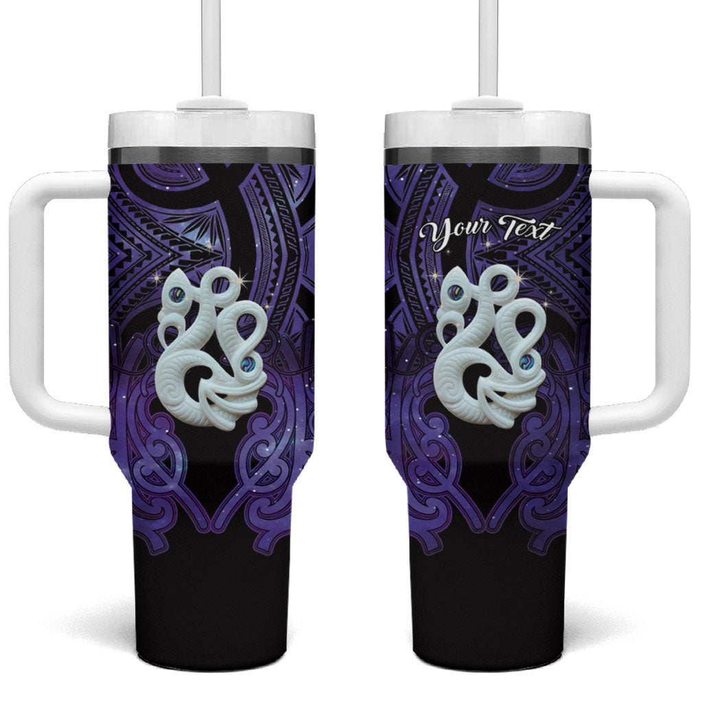 Personalised Maori Matariki Manaia Waiporoporo Tumbler With Handle Maori Kowhaiwhai Pattern Galaxy LT01 One Size: 40 oz Purple - Polynesian Pride