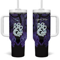 Personalised Maori Matariki Manaia Waiporoporo Tumbler With Handle Maori Kowhaiwhai Pattern Galaxy LT01 One Size: 40 oz Purple - Polynesian Pride
