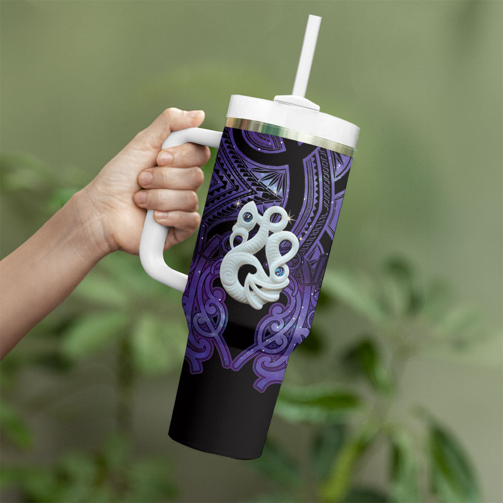 Personalised Maori Matariki Manaia Waiporoporo Tumbler With Handle Maori Kowhaiwhai Pattern Galaxy LT01 - Polynesian Pride