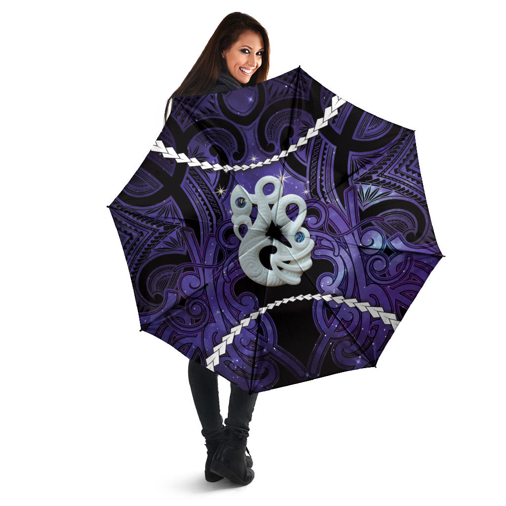 Maori Matariki Manaia Waiporoporo Umbrella Maori Kowhaiwhai Pattern Galaxy LT01 - Polynesian Pride