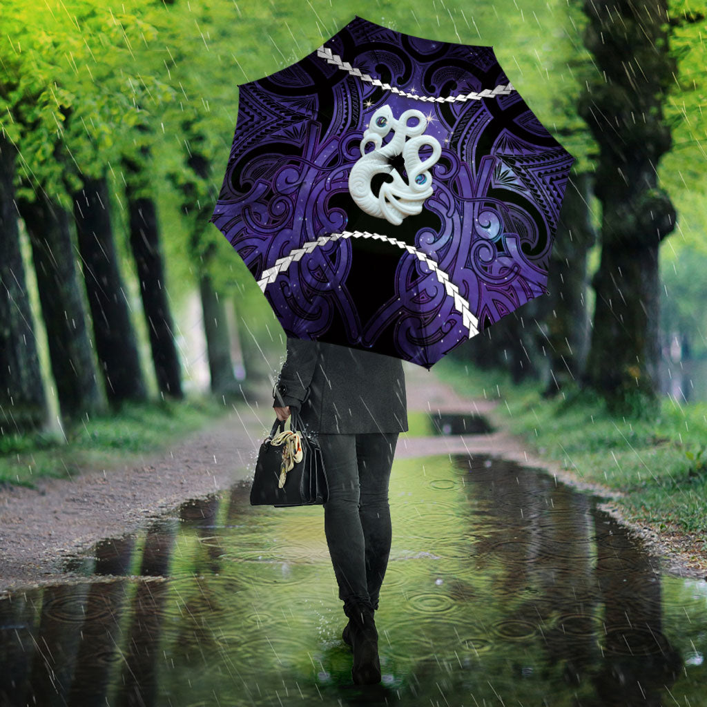 Maori Matariki Manaia Waiporoporo Umbrella Maori Kowhaiwhai Pattern Galaxy LT01 - Polynesian Pride