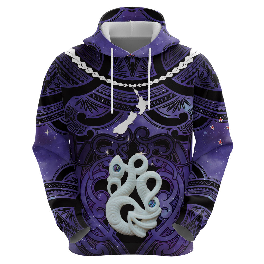 Personalised Maori Matariki Manaia Waiporoporo Zip Hoodie Maori Kowhaiwhai Pattern Galaxy LT01 - Polynesian Pride