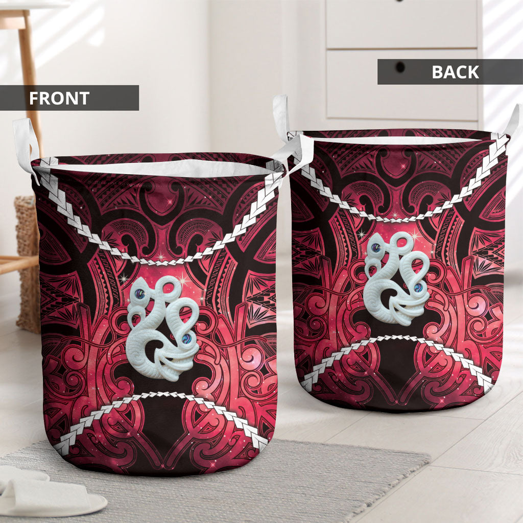 Maori Matariki Manaia Whero Laundry Basket Maori Kowhaiwhai Pattern Galaxy LT01 - Polynesian Pride
