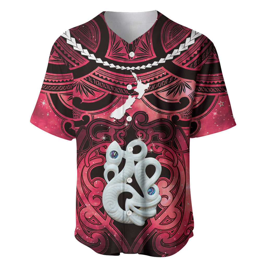 Personalised Maori Matariki Manaia Whero Baseball Jersey Maori Kowhaiwhai Pattern Galaxy