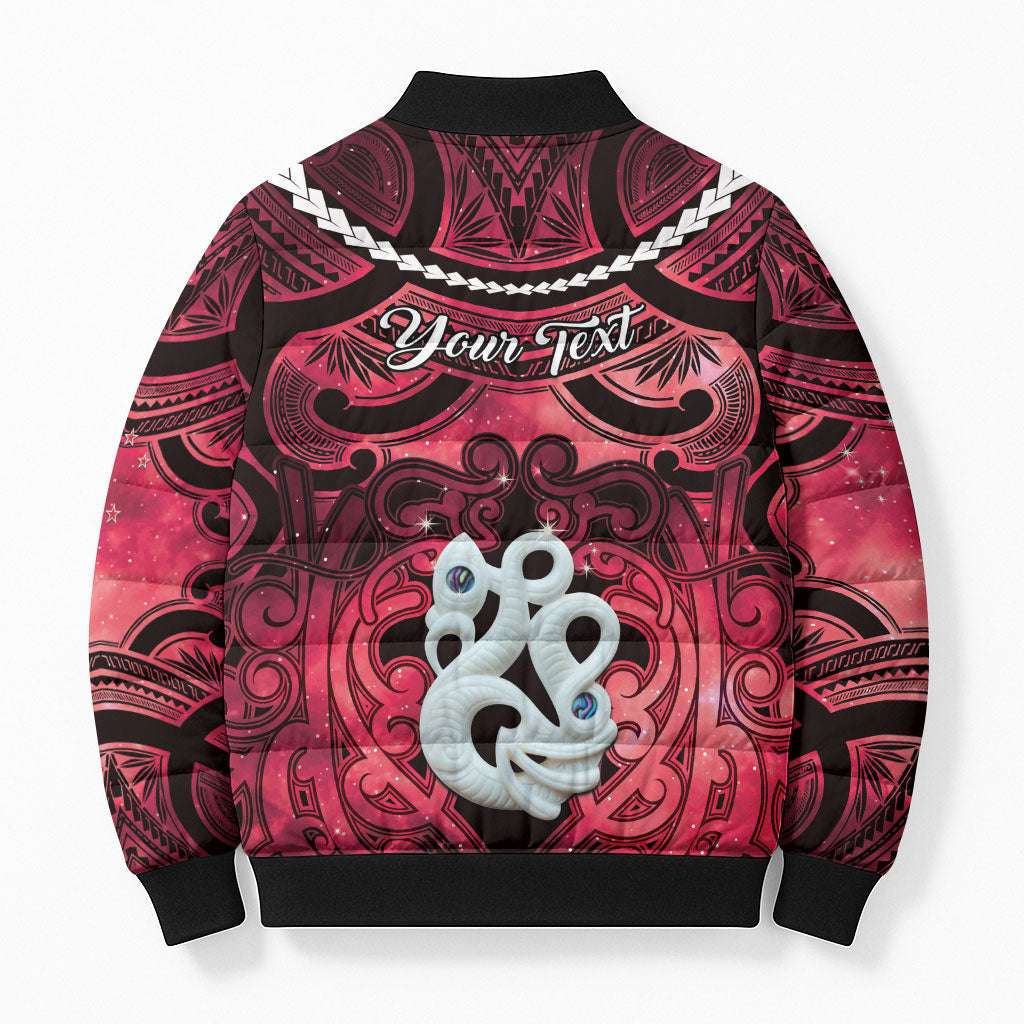 Personalised Maori Matariki Manaia Whero Bomber Puffer Jacket Maori Kowhaiwhai Pattern Galaxy LT01 - Polynesian Pride