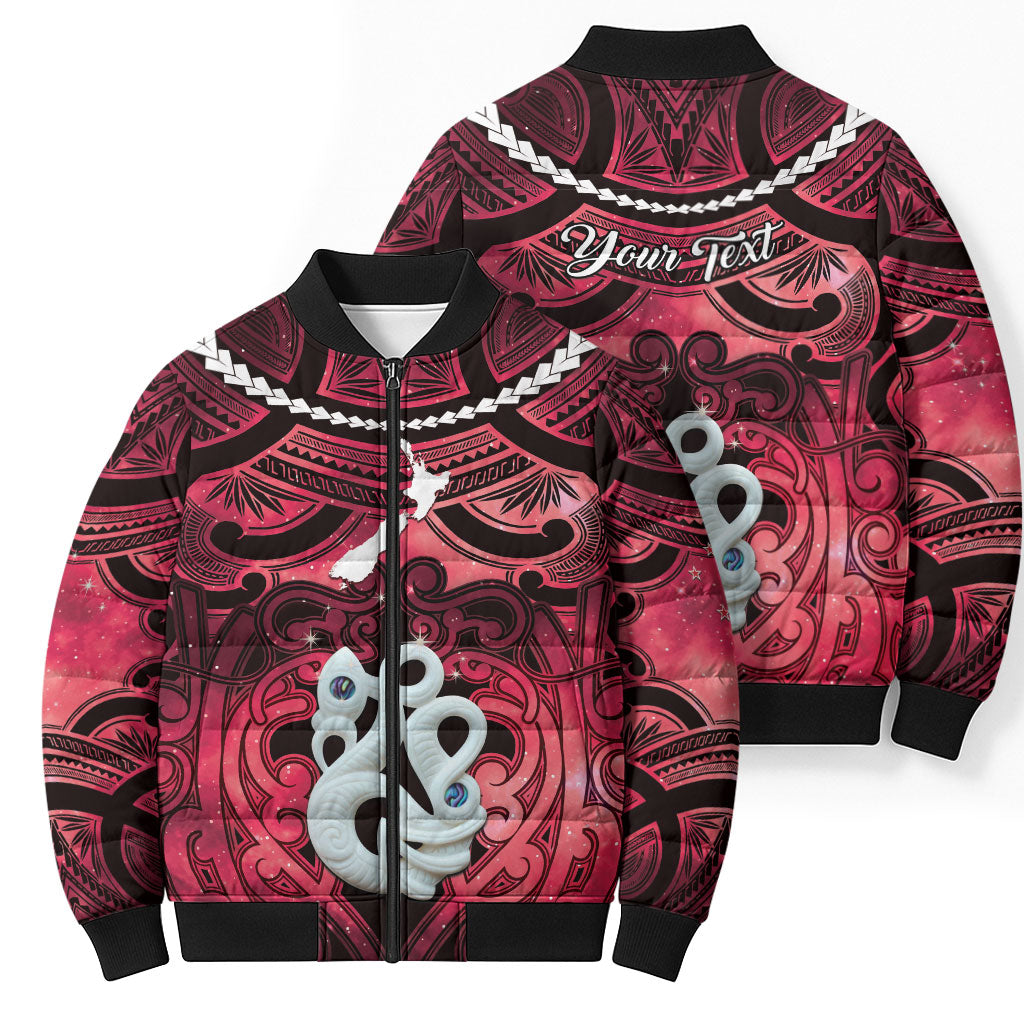 Personalised Maori Matariki Manaia Whero Bomber Puffer Jacket Maori Kowhaiwhai Pattern Galaxy LT01 - Polynesian Pride