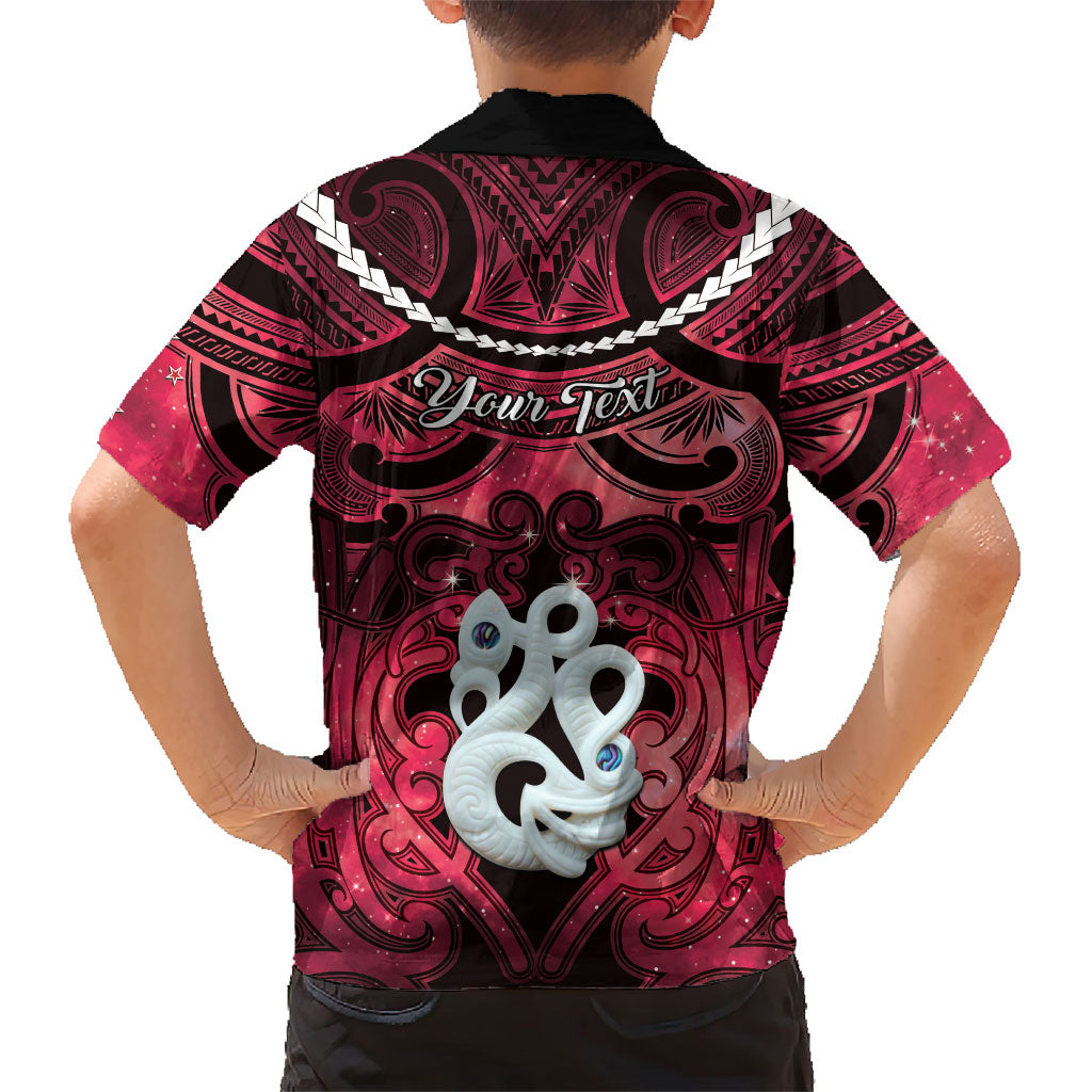 Personalised Maori Matariki Manaia Whero Family Matching Short Sleeve Bodycon Dress and Hawaiian Shirt Maori Kowhaiwhai Pattern Galaxy LT01 - Polynesian Pride