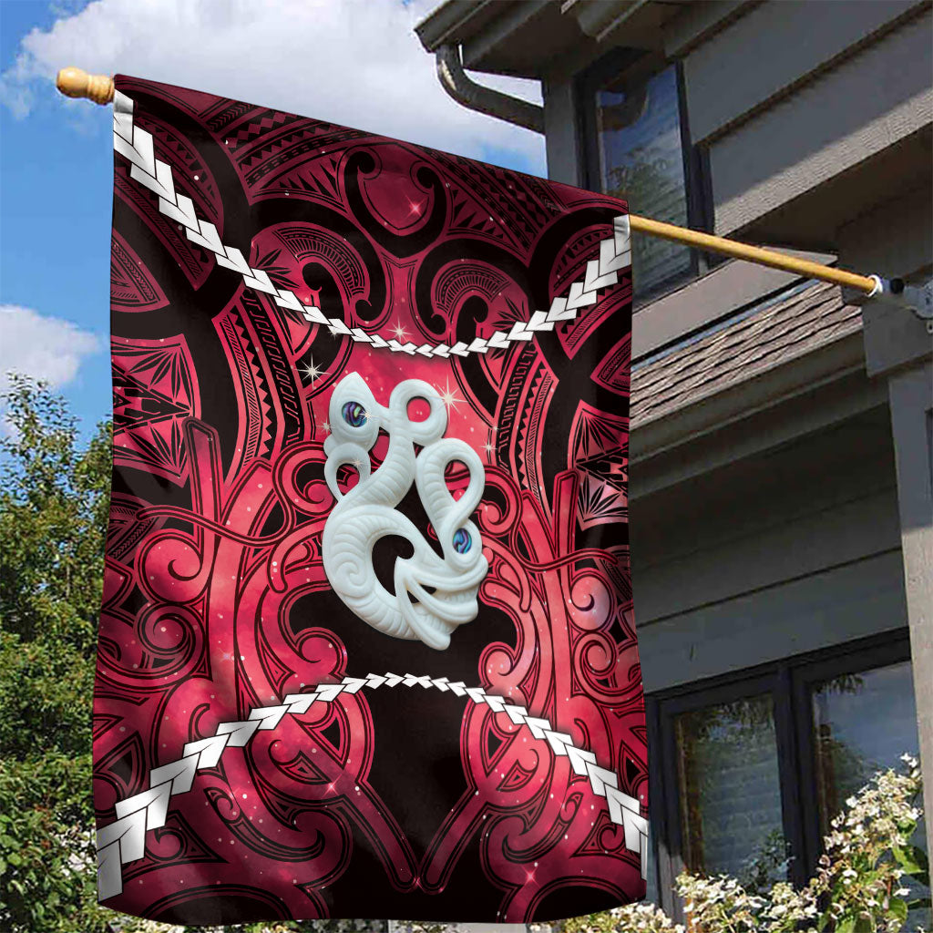 Maori Matariki Manaia Whero Garden Flag Maori Kowhaiwhai Pattern Galaxy LT01 - Polynesian Pride