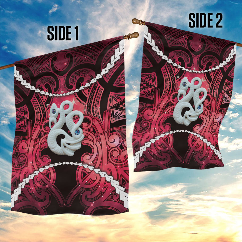 Maori Matariki Manaia Whero Garden Flag Maori Kowhaiwhai Pattern Galaxy LT01 - Polynesian Pride