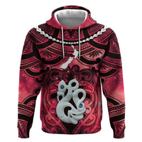 Personalised Maori Matariki Manaia Whero Hoodie Maori Kowhaiwhai Pattern Galaxy LT01 Pullover Hoodie Red - Polynesian Pride
