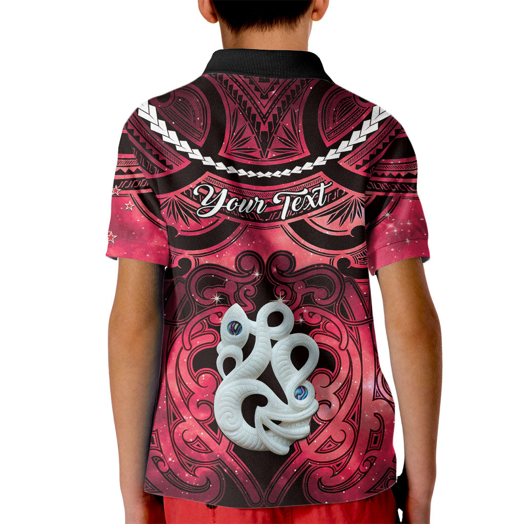 Personalised Maori Matariki Manaia Whero Kid Polo Shirt Maori Kowhaiwhai Pattern Galaxy LT01 - Polynesian Pride