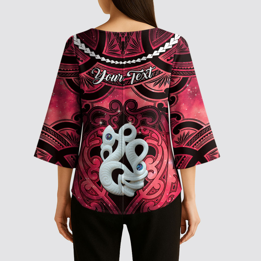 Personalised Maori Matariki Manaia Whero Kimono Sleeve Blouse Maori Kowhaiwhai Pattern Galaxy LT01 - Polynesian Pride