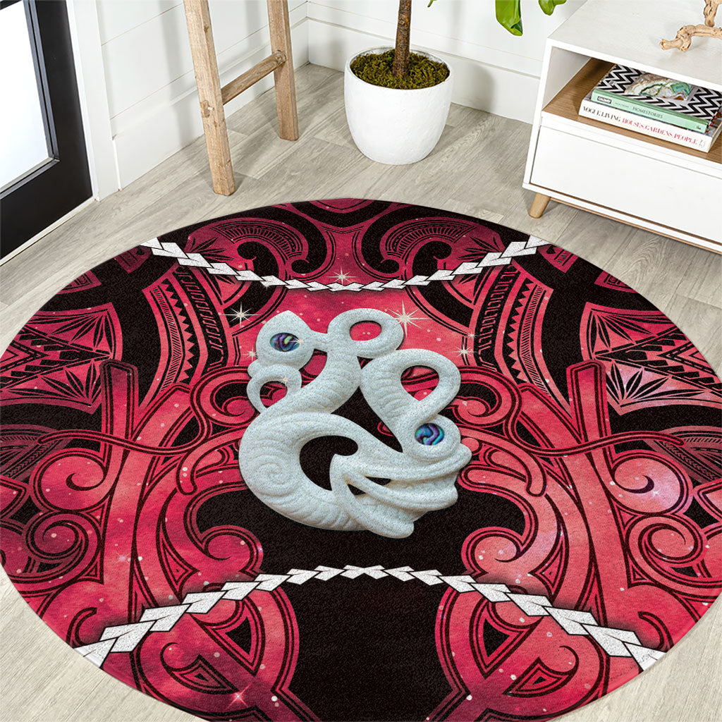 Maori Matariki Manaia Whero Round Carpet Maori Kowhaiwhai Pattern Galaxy