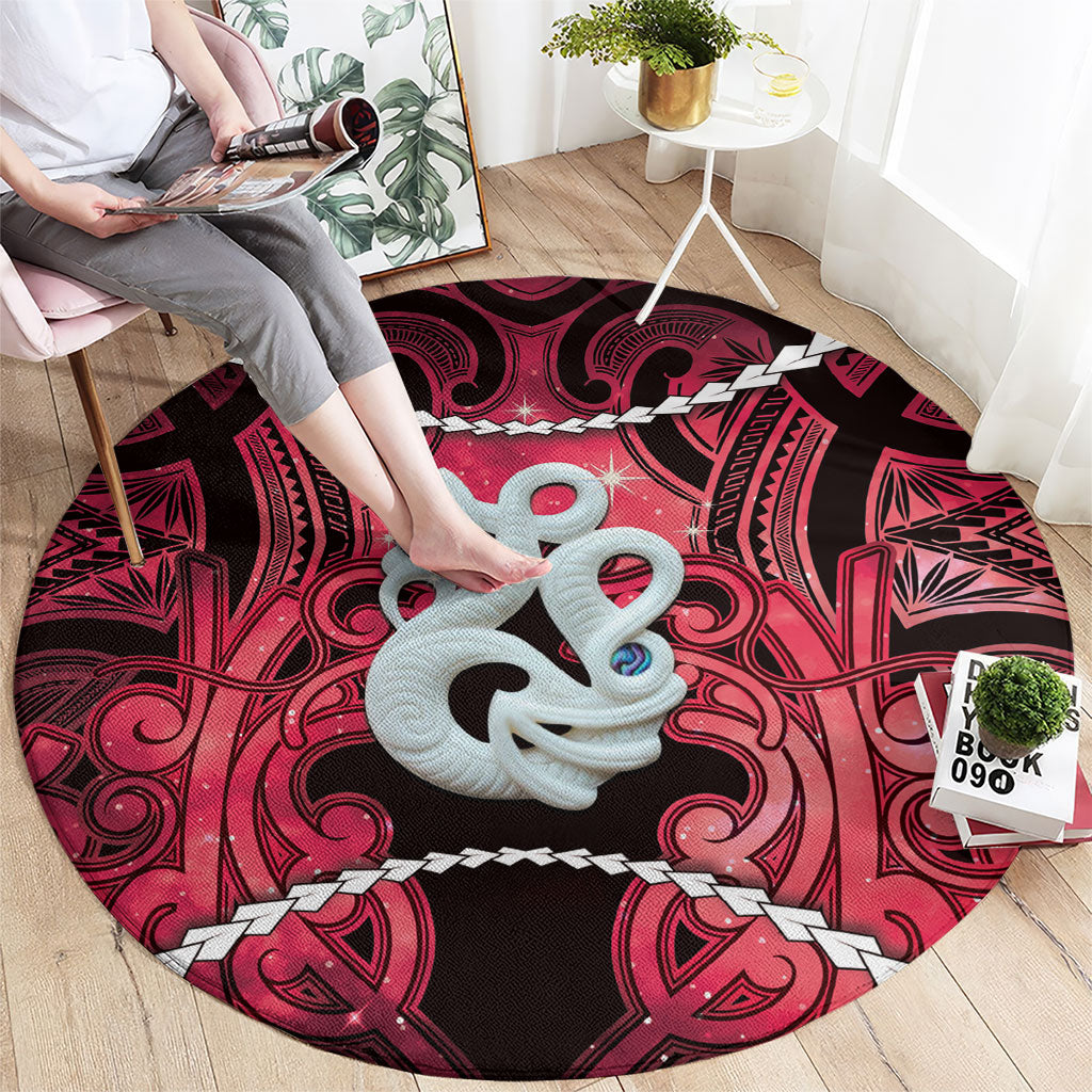 Maori Matariki Manaia Whero Round Carpet Maori Kowhaiwhai Pattern Galaxy LT01 - Polynesian Pride