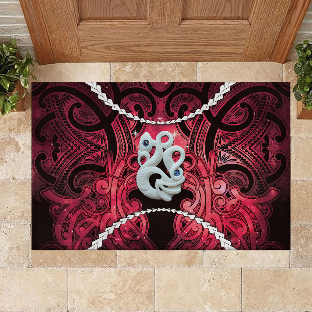 Maori Matariki Manaia Whero Rubber Doormat Maori Kowhaiwhai Pattern Galaxy