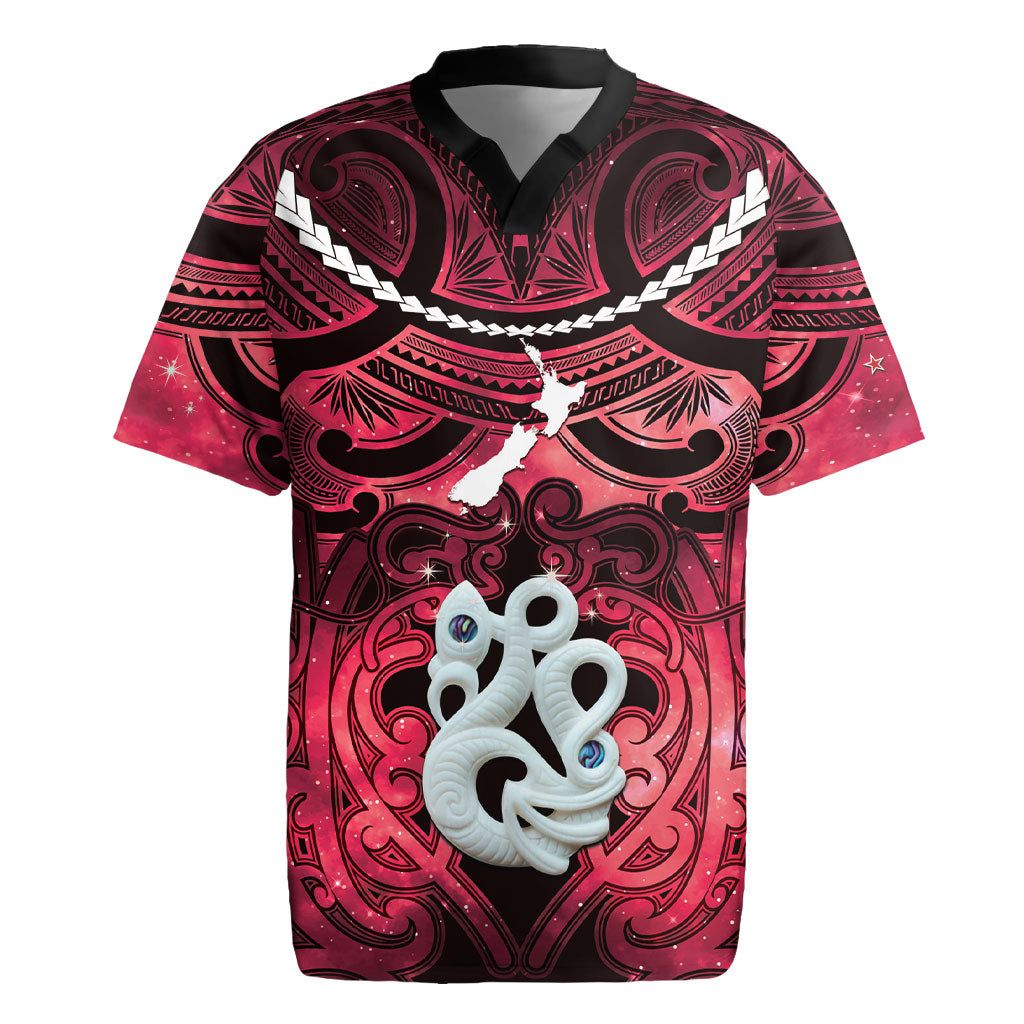 Personalised Maori Matariki Manaia Whero Rugby Jersey Maori Kowhaiwhai Pattern Galaxy