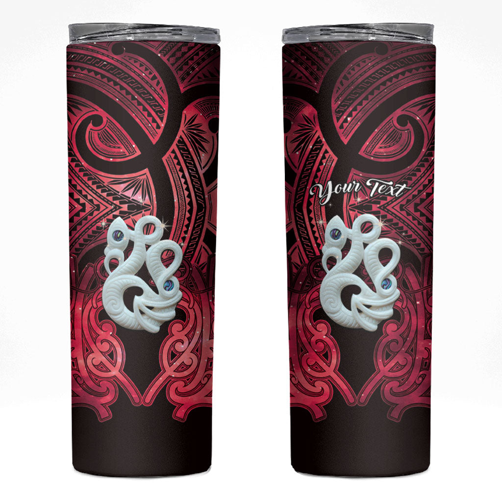 Personalised Maori Matariki Manaia Whero Skinny Tumbler Maori Kowhaiwhai Pattern Galaxy LT01 Red - Polynesian Pride
