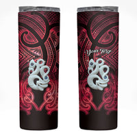 Personalised Maori Matariki Manaia Whero Skinny Tumbler Maori Kowhaiwhai Pattern Galaxy LT01 Red - Polynesian Pride