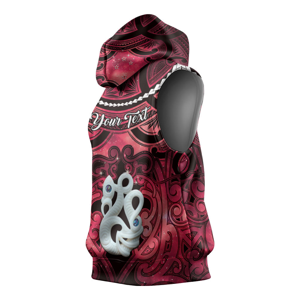 Personalised Maori Matariki Manaia Whero Sleeveless Hoodie Maori Kowhaiwhai Pattern Galaxy LT01 - Polynesian Pride