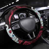 Maori Matariki Manaia Whero Steering Wheel Cover Maori Kowhaiwhai Pattern Galaxy LT01 Universal Fit Red - Polynesian Pride