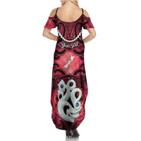 Personalised Maori Matariki Manaia Whero Summer Maxi Dress Maori Kowhaiwhai Pattern Galaxy LT01 - Polynesian Pride
