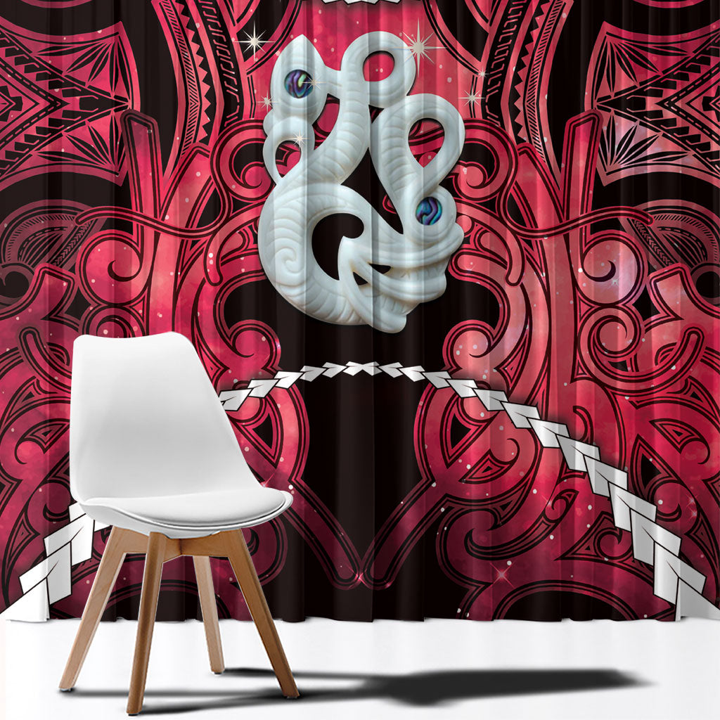 Maori Matariki Manaia Whero Window Curtain Maori Kowhaiwhai Pattern Galaxy LT01 - Polynesian Pride