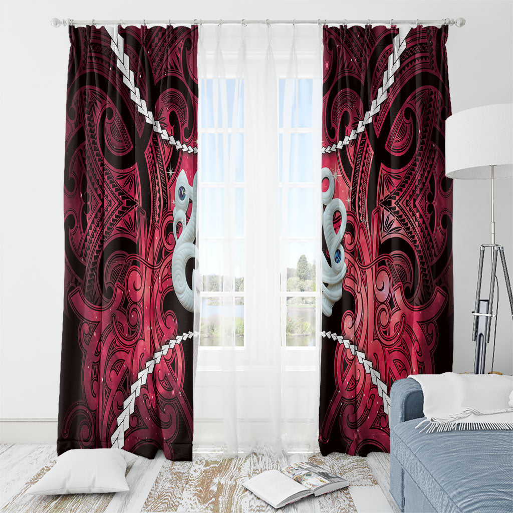 Maori Matariki Manaia Whero Window Curtain Maori Kowhaiwhai Pattern Galaxy LT01 - Polynesian Pride