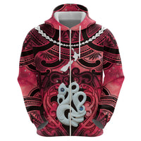 Personalised Maori Matariki Manaia Whero Zip Hoodie Maori Kowhaiwhai Pattern Galaxy LT01 - Polynesian Pride