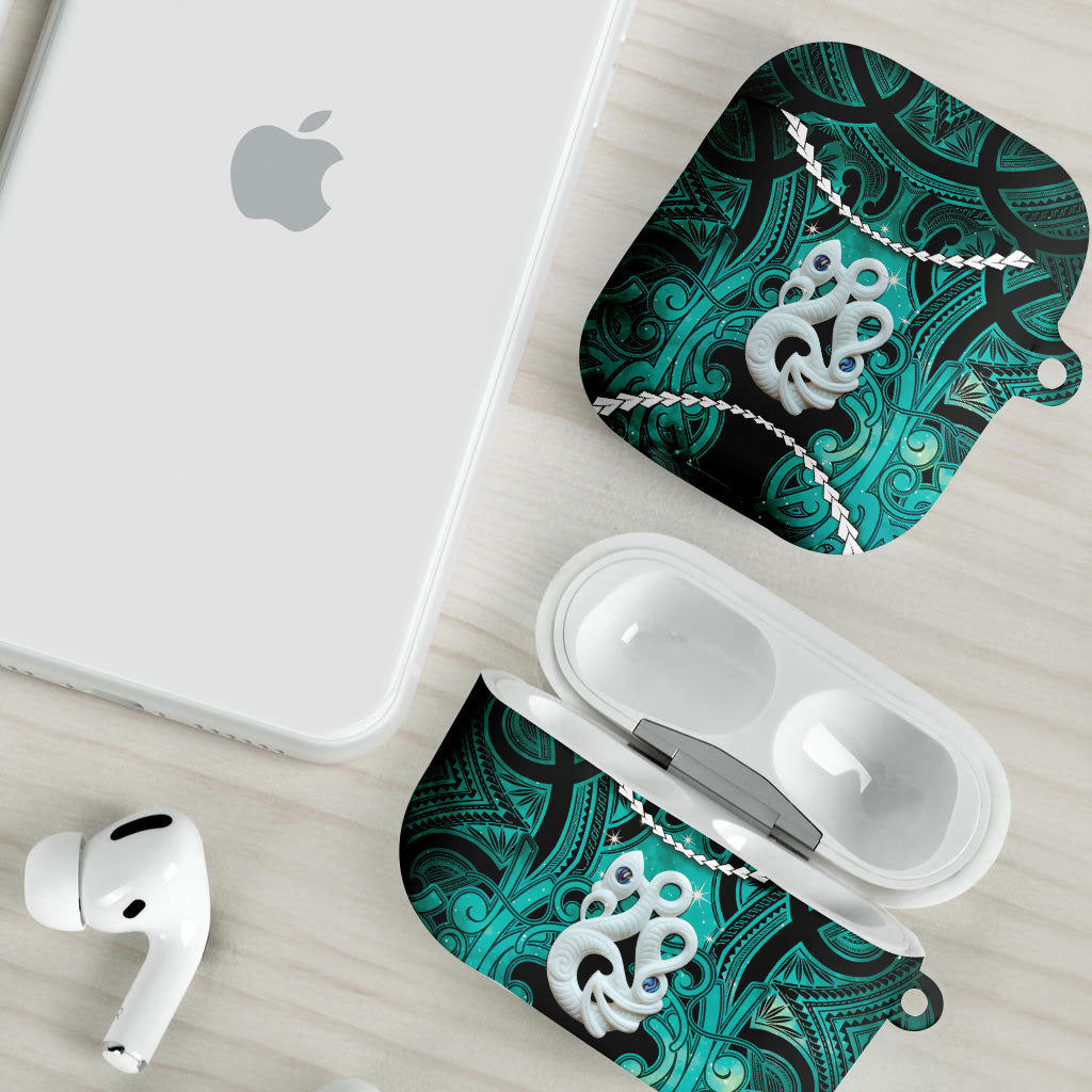 Maori Matariki Manaia Turquoise AirPods Case Maori Kowhaiwhai Pattern Galaxy LT01 - Polynesian Pride